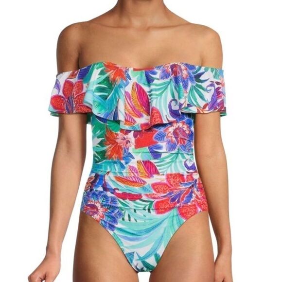 La Blanca Tropez Tropical Print
Shoulder One-Piece Swimsuit-Blue Multi New 4 - Picture 3 of 15